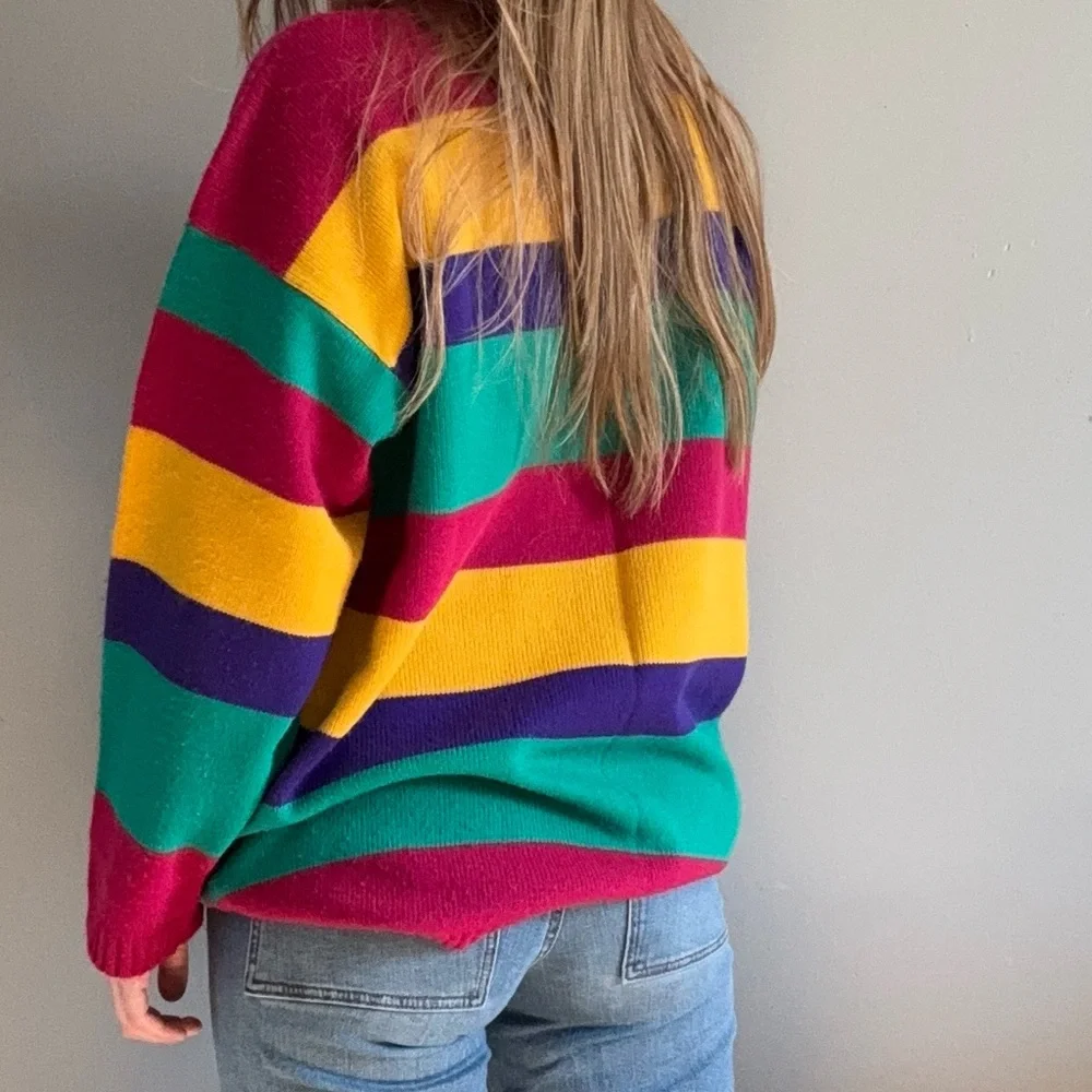 Vintage 90s unbranded color block knit crew neck sweater